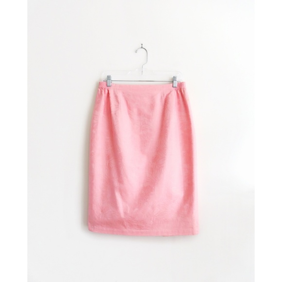 Vintage 80s Light Pink Cotton Skirt Suit fit 10 12 - Picture 4 of 8